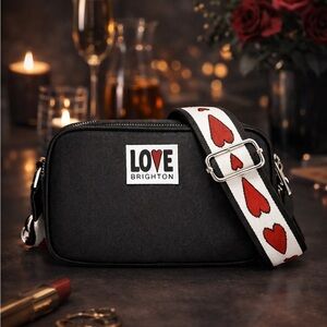 Brighton Love Essentials Black
Crossbody Bag Red Hearts Shoulder Strap NWT ❤️